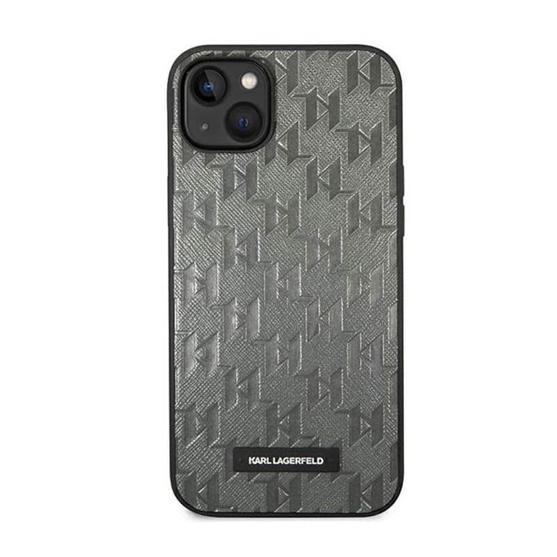 Karl Lagerfeld Saffiano Mono Metal Logo - Case for iPhone 14 Plus (Gray) - 3