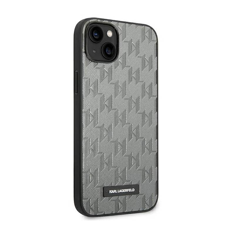 Karl Lagerfeld Saffiano Mono Metal Logo - Case for iPhone 14 Plus (Gray) - 4