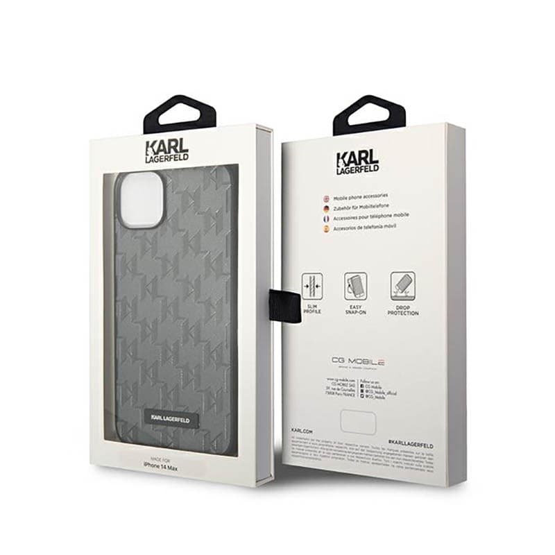 Karl Lagerfeld Saffiano Mono Metal Logo - Case for iPhone 14 Plus (Gray) - 8