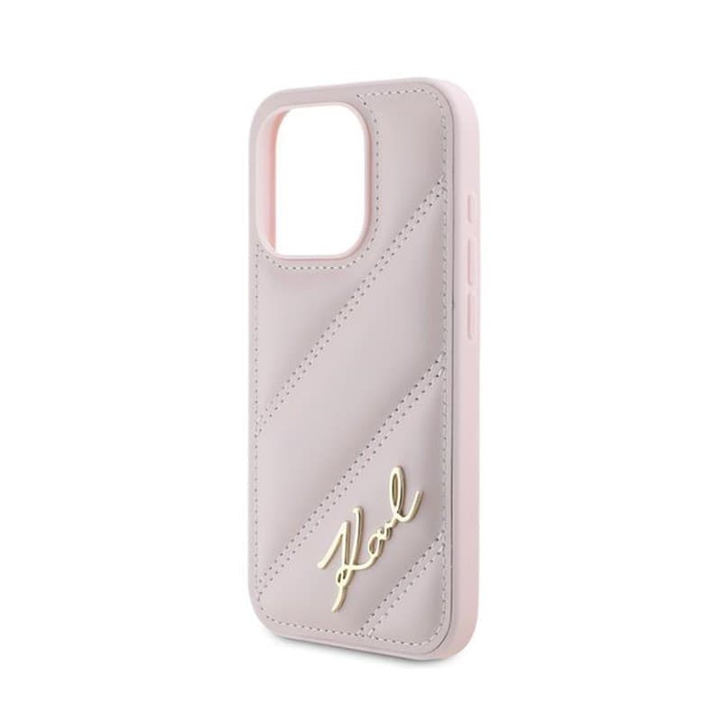 Karl Lagerfeld Diagonal Quilted Script - Case for iPhone 15 Pro Max (Pink) - 6