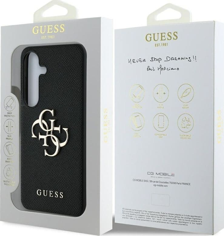Guess Grained Big 4G Logo Small Classic Logo - Case for Samsung Galaxy S25 (black) - 8