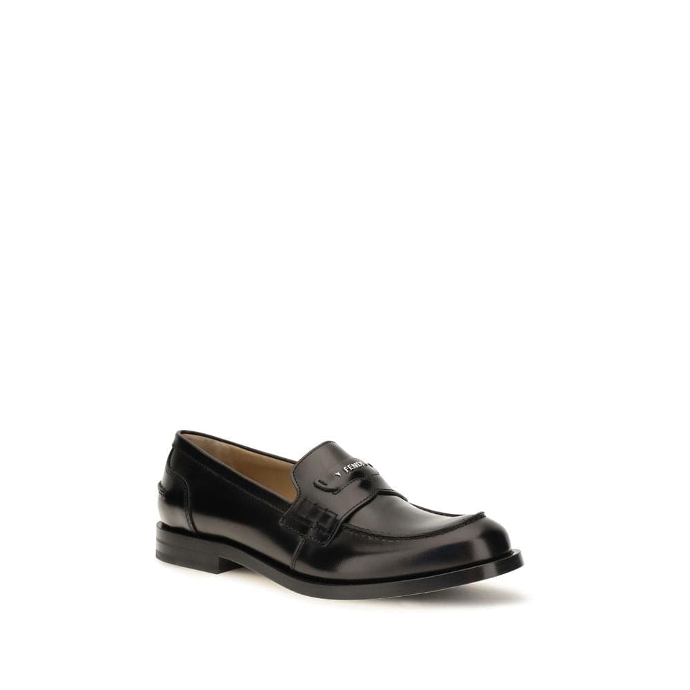 Fendi Black Calf Leather Bos Taurus Slip-On Loafers - 2