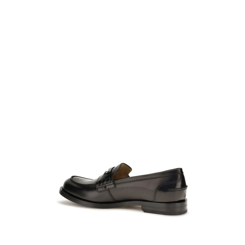 Fendi Black Calf Leather Bos Taurus Slip-On Loafers - 3
