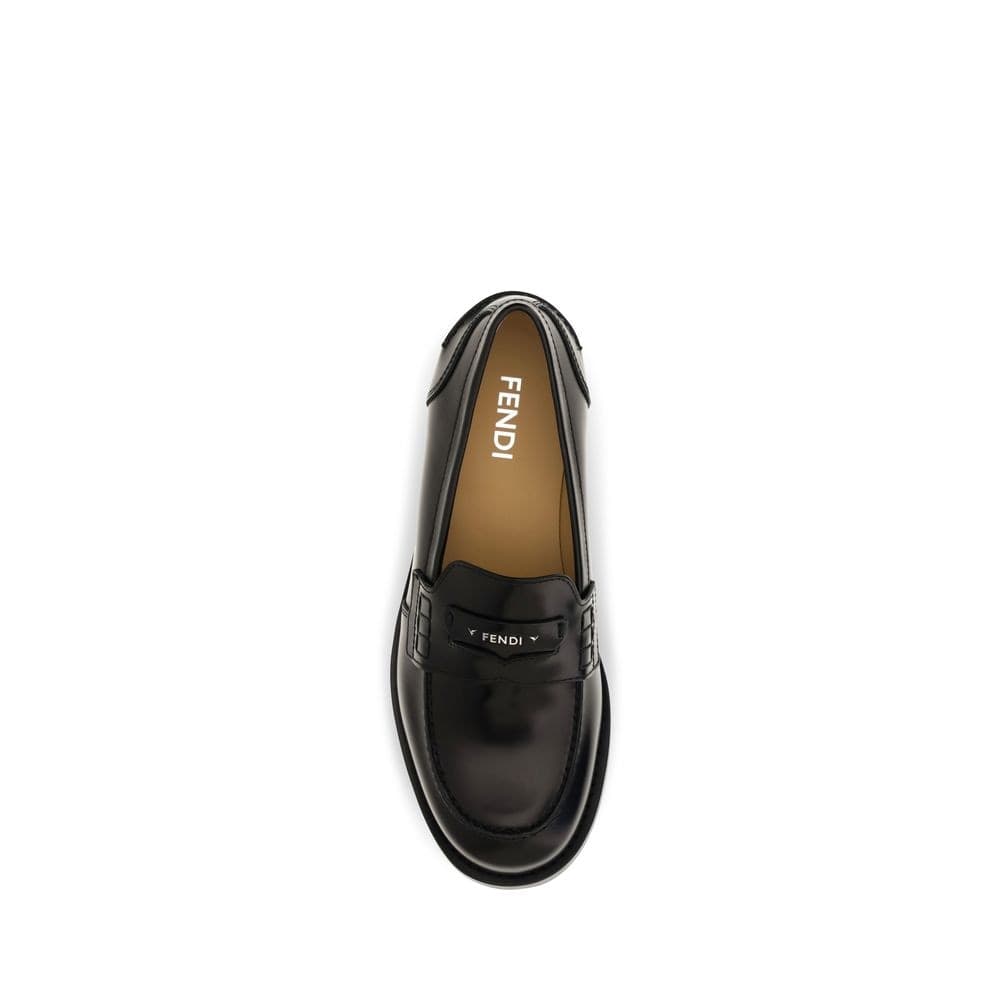 Fendi Black Calf Leather Bos Taurus Slip-On Loafers - 4