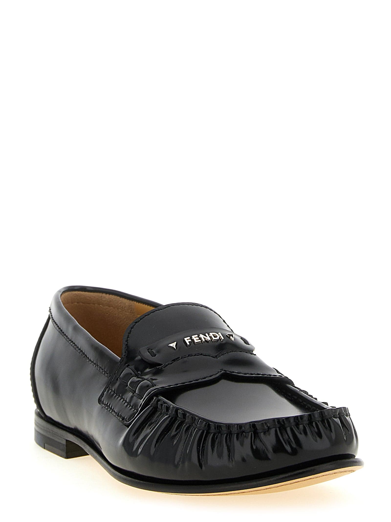 Fendi Black Calfskin Slip-On Loafers - 2