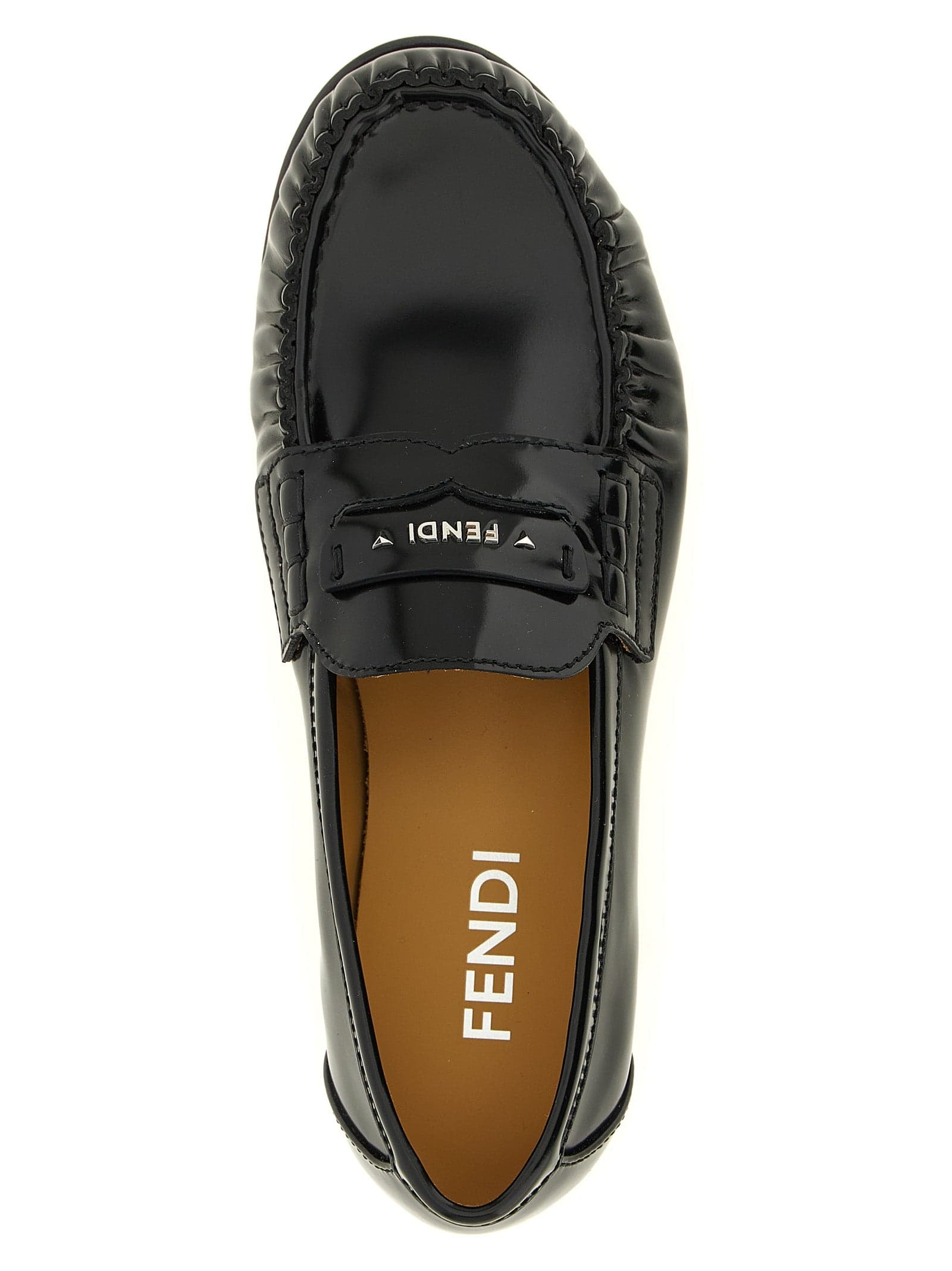 Fendi Black Calfskin Slip-On Loafers - 4