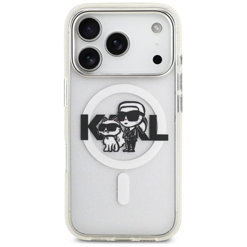 Karl Lagerfeld IML Glitter Karl & Choupette Sketch Logo MagSafe - Case for iPhone 17 Pro (transparent) - 3