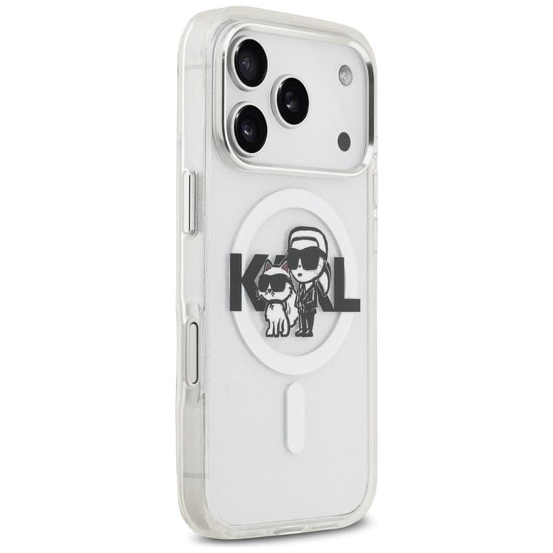 Karl Lagerfeld IML Glitter Karl & Choupette Sketch Logo MagSafe - Case for iPhone 17 Pro (transparent) - 4