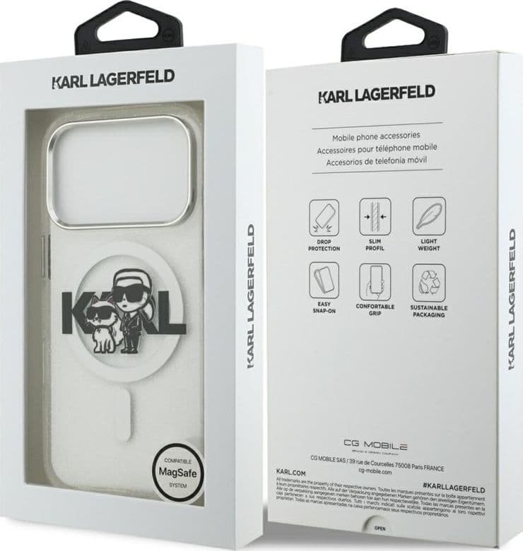 Karl Lagerfeld IML Glitter Karl & Choupette Sketch Logo MagSafe - Case for iPhone 17 Pro (transparent) - 8