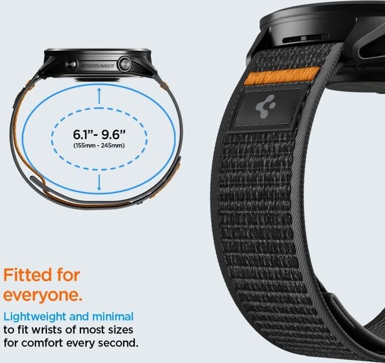 Cinturino Spigen Athlex Air - Garmin QuickRelease 22 mm (Nero/Arancione) - 5