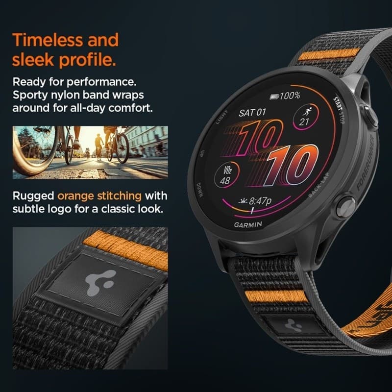 Cinturino Spigen Athlex Air - Garmin QuickRelease 22 mm (Nero/Arancione) - 6