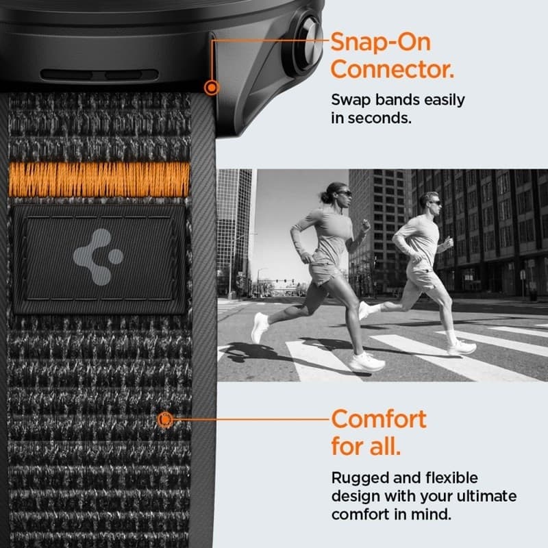 Cinturino Spigen Athlex Air - Garmin QuickRelease 22 mm (Nero/Arancione) - 8