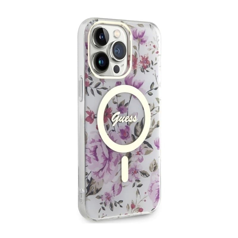 Guess Flower MagSafe - Case for iPhone 14 Pro Max (Transparent) - 4