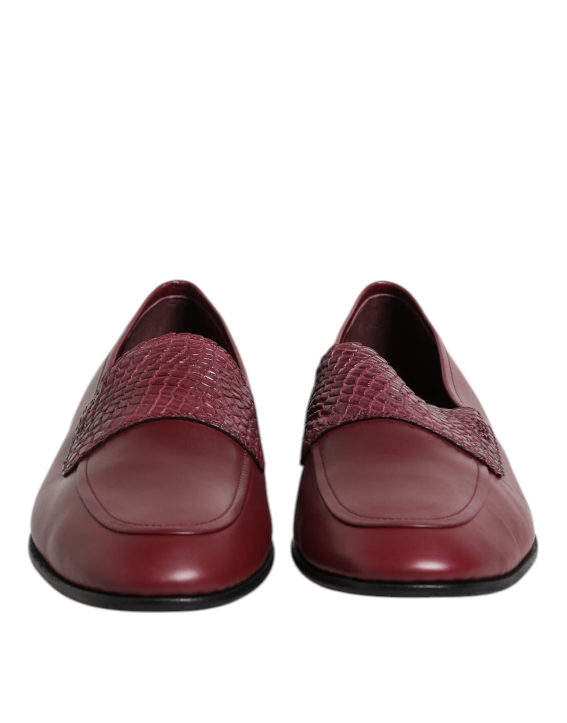 Dolce & Gabbana Burgundy Calfskin Leather Formal Slip On Shoes - 2
