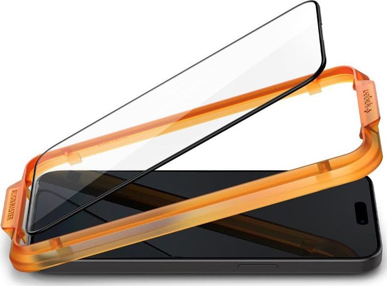 Spigen Alm Glass FC 2-Pack - Tempered Glass for iPhone 15 2pc (Black Frame) - 3