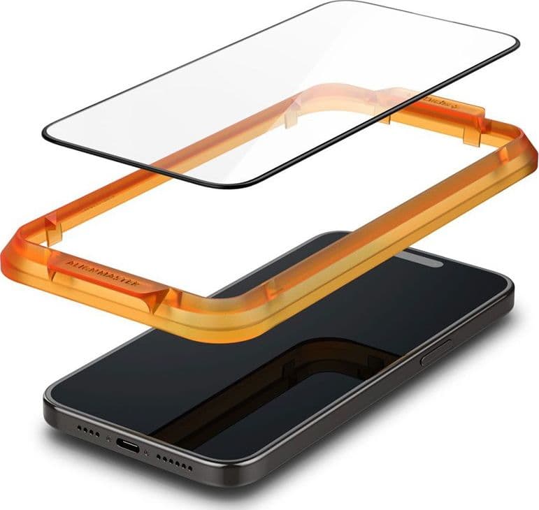 Spigen Alm Glass FC 2-Pack - Tempered Glass for iPhone 15 2pc (Black Frame) - 4