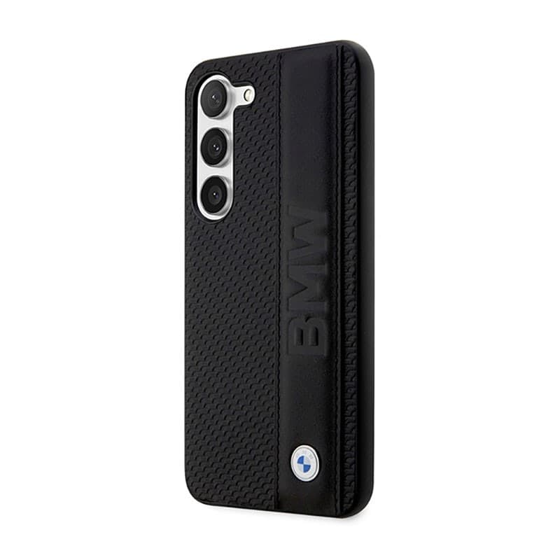 BMW Leather Textured & Stripe - Case for Samsung Galaxy S23+ (Black) - 2