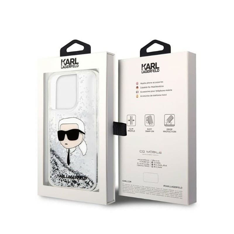 Karl Lagerfeld Liquid Glitter NFT Karl's Head - Case for iPhone 14 Pro Max (Silver) - 8