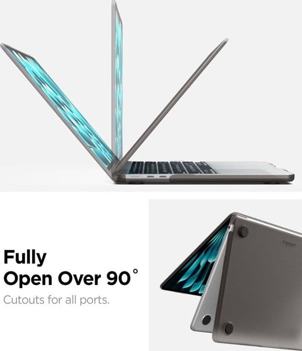 Spigen AirSkin - Custodia per MacBook Air 13,6" (M5/M4/M3/M2/2026-2022) (Nero ghiaccio) - 9