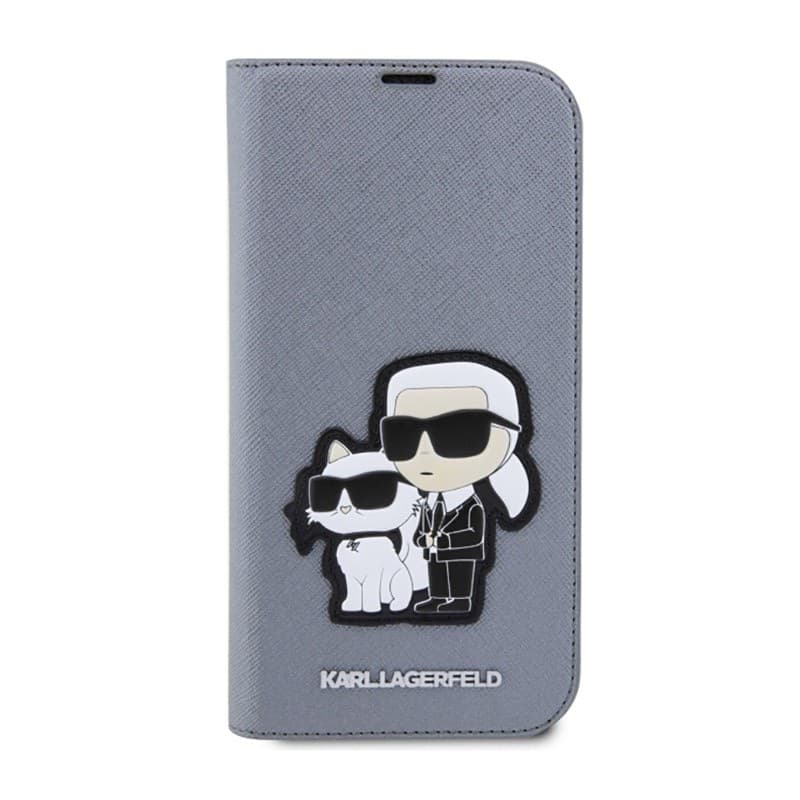 Karl Lagerfeld Booktype NFT Saffiano Karl & Choupette - Case for iPhone 14 Pro (Silver) - 3