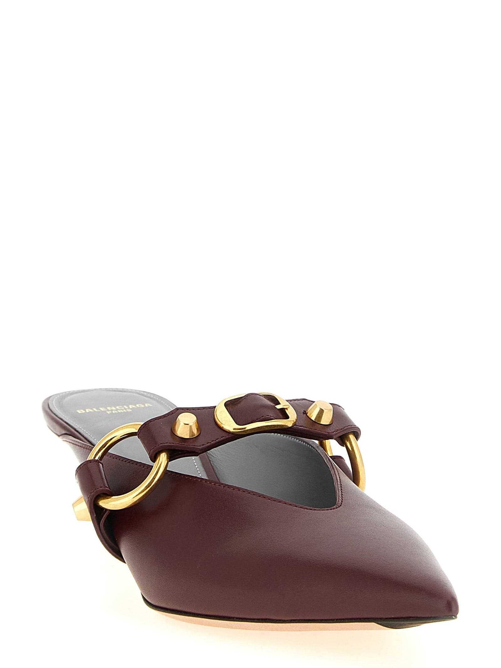 Balenciaga Bordeaux Calfskin Mid Heel Pumps - 2
