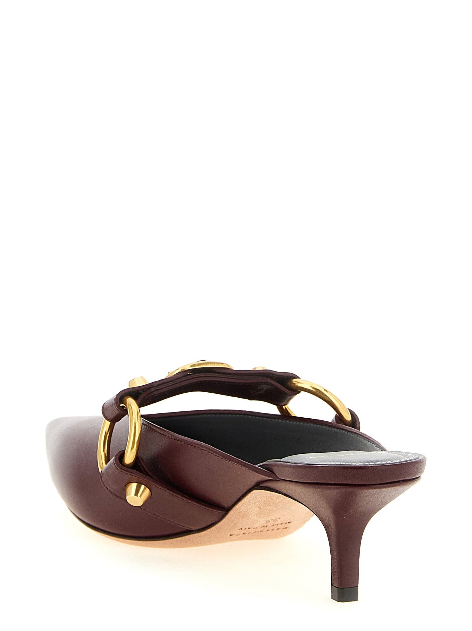Balenciaga Bordeaux Calfskin Mid Heel Pumps - 3