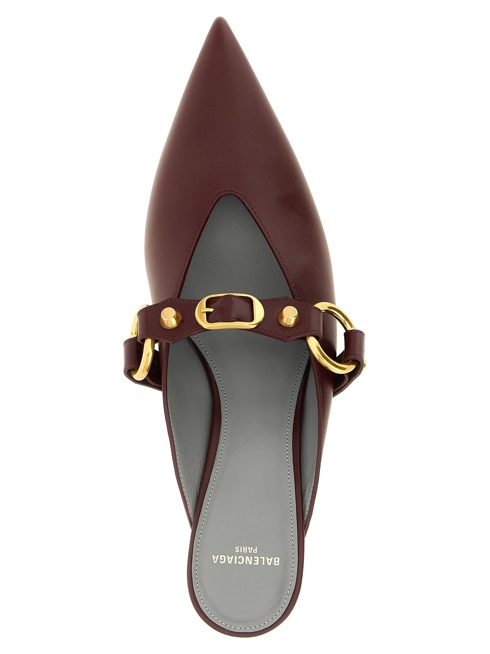 Balenciaga Bordeaux Calfskin Mid Heel Pumps - 4