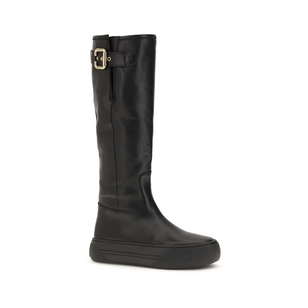 Chloé Black Calf Leather Bos Taurus Flat Boots - 2