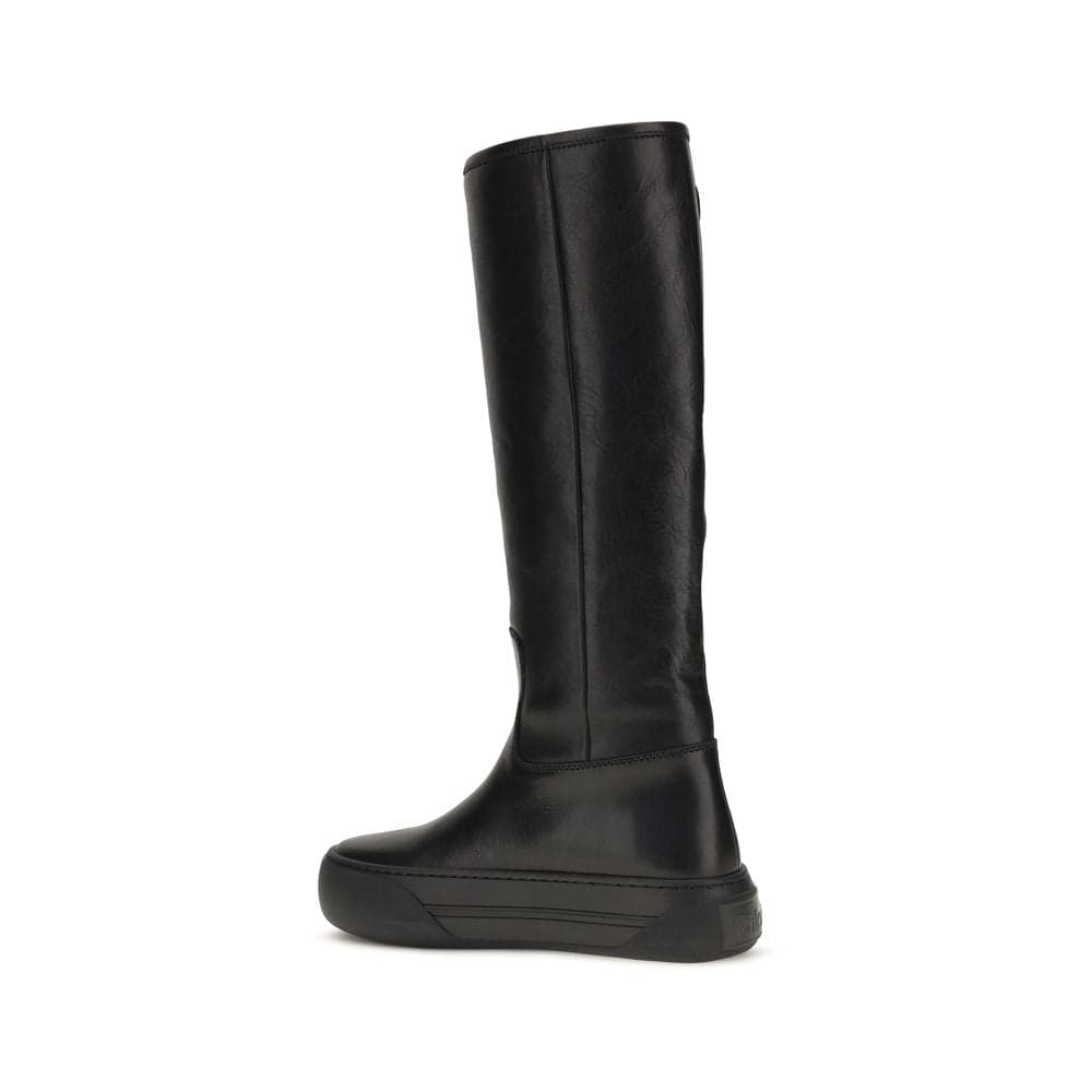 Chloé Black Calf Leather Bos Taurus Flat Boots - 3