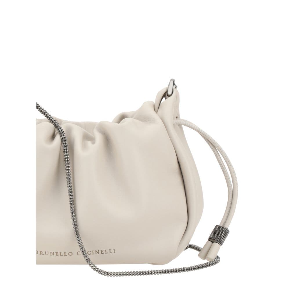 Brunello Cucinelli Beige Calf Leather Bos Taurus Shoulder Bag - 4