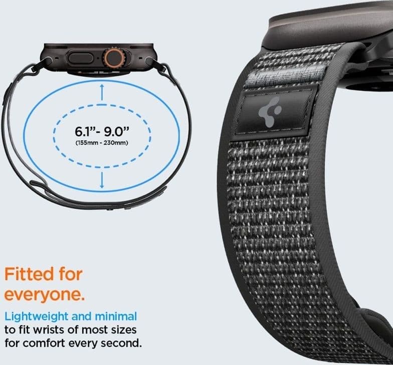 Cinturino Spigen Athlex Air 2 per Apple Watch 44/45/46/49 mm (Nero/Grigio) - 6