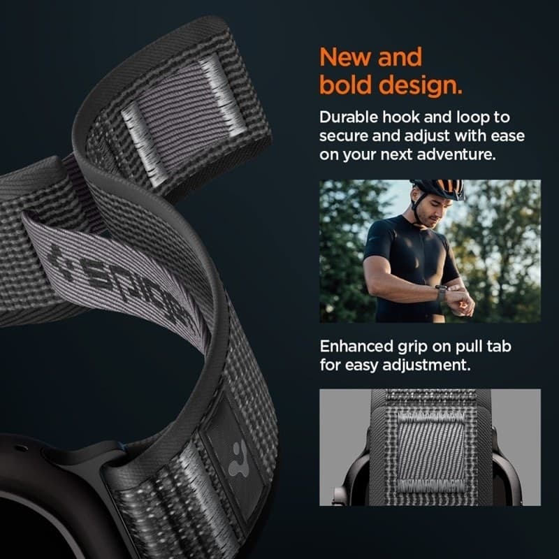 Cinturino Spigen Athlex Air 2 per Apple Watch 44/45/46/49 mm (Nero/Grigio) - 8