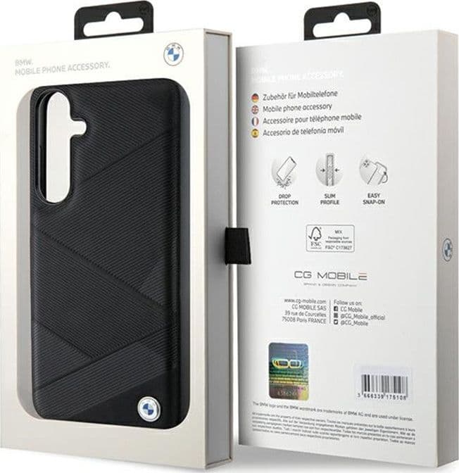 BMW Signature Leather Crossing Lines Pattern - Case for Samsung Galaxy S24+ (black) - 8