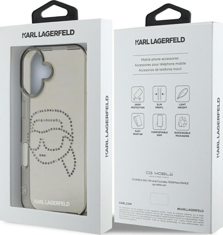 Karl Lagerfeld IML Rhinestones Karl Head - Case for iPhone 16 (black) - 8