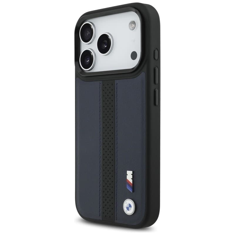 Custodia MagSafe con logo BMW M a strisce perforate per iPhone 17 Pro (blu navy) - 2