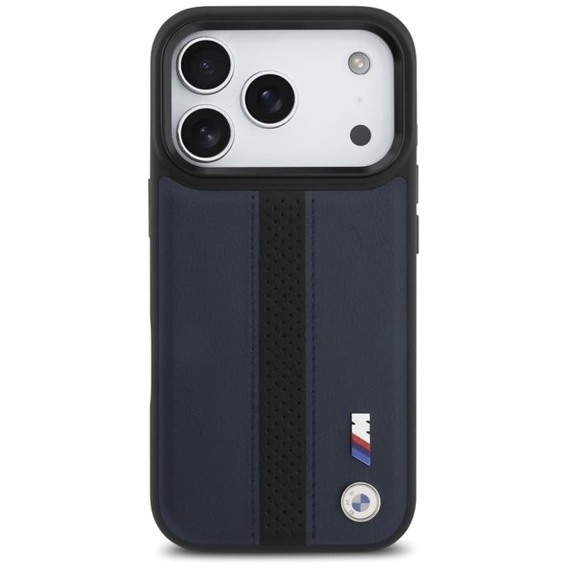 Custodia MagSafe con logo BMW M a strisce perforate per iPhone 17 Pro (blu navy) - 3