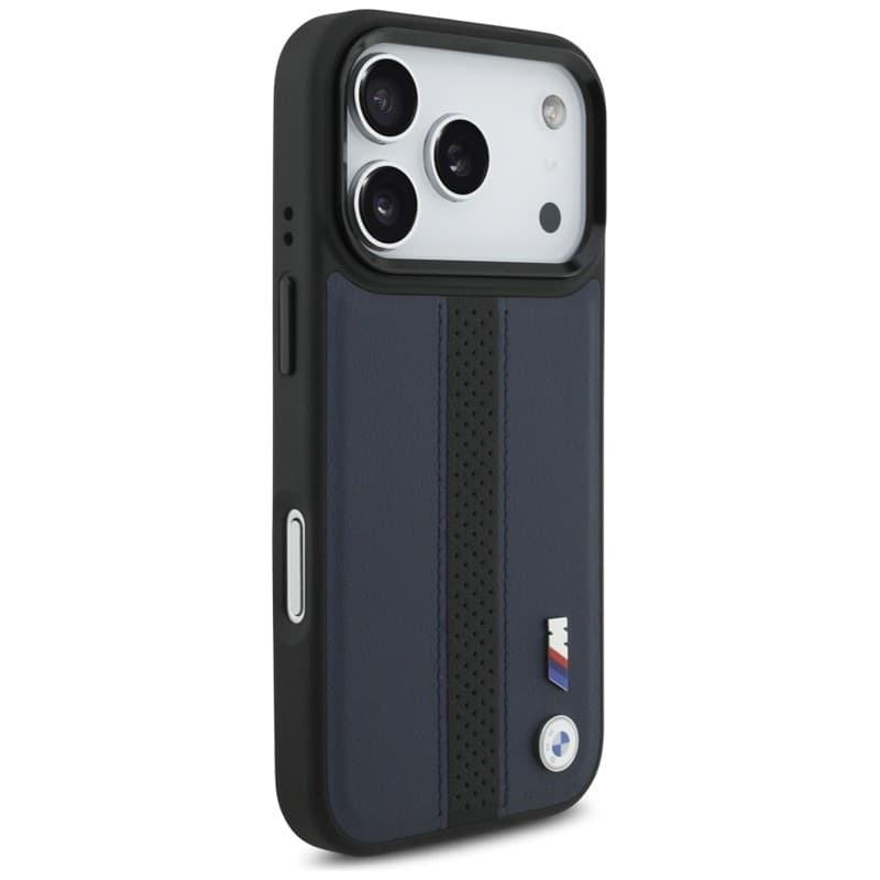 Custodia MagSafe con logo BMW M a strisce perforate per iPhone 17 Pro (blu navy) - 4
