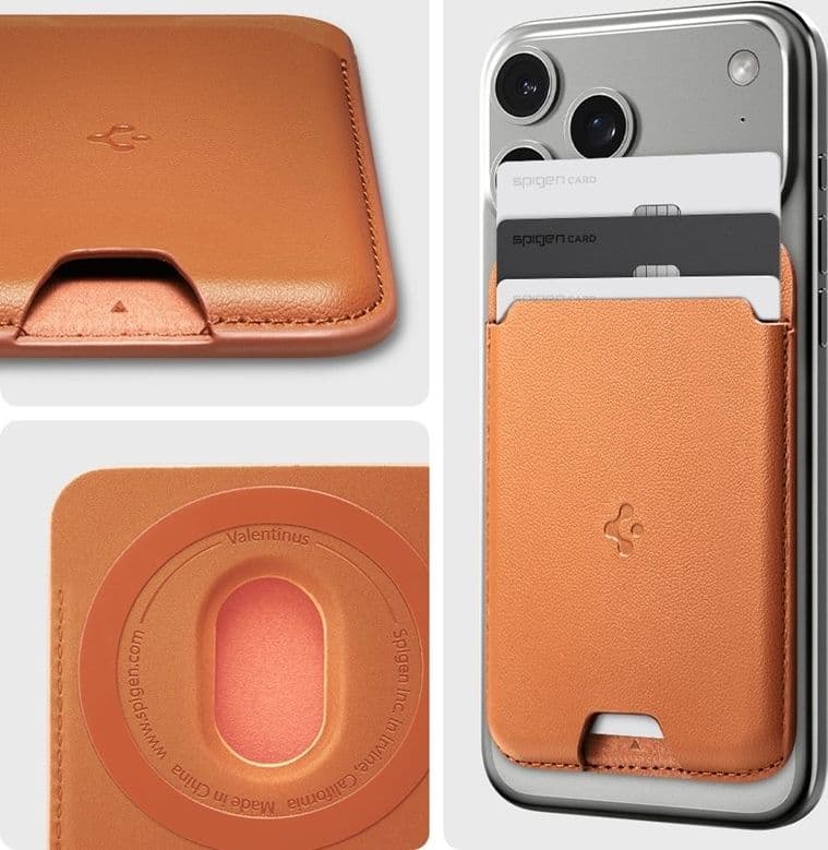 Spigen Valentinus MagSafe - Portafoglio magnetico (arancione metallizzato) - 5