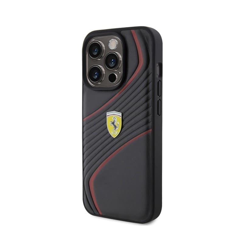 Ferrari Twist Metal Logo - Case for iPhone 15 Pro (Black) - 2
