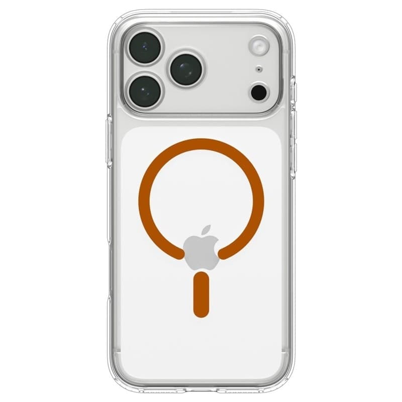 Spigen Ultra Hybrid Mag MagSafe - Custodia per iPhone 18 Pro / 17 Pro (Trasparente/Arancione) - 4