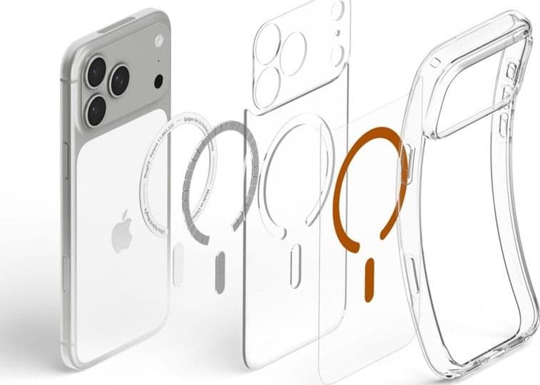 Spigen Ultra Hybrid Mag MagSafe - Custodia per iPhone 18 Pro / 17 Pro (Trasparente/Arancione) - 6