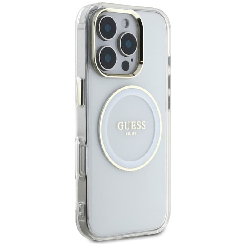 Guess IML Metal Colored Circle Classic Logo MagSafe - Case for iPhone 16 Pro (white) - 4