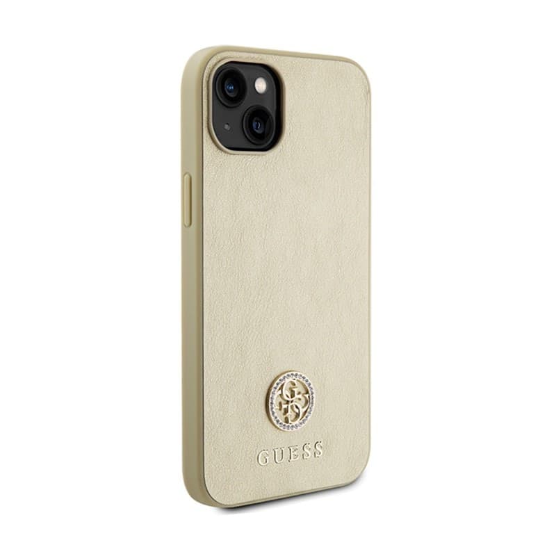 Guess 4G Strass Metal Logo - Case for iPhone 15 (Gold) - 4