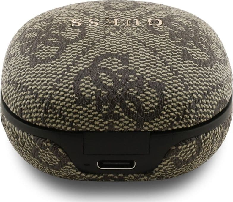 Guess 4G Classic Metal Logo - Bluetooth TWS ENC sluchátka + nabíjecí pouzdro (Hnìdá) - 4