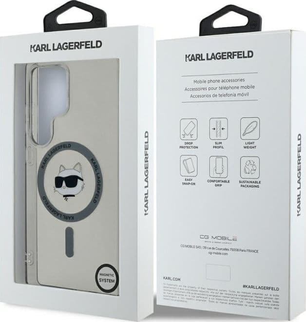 Karl Lagerfeld Button Choupette Head Printed Logo MagSafe - Case for Samsung Galaxy S25 Ultra (Black) - 8