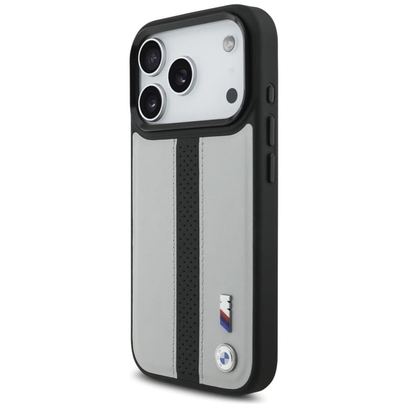 Custodia MagSafe con logo BMW M a strisce perforate per iPhone 17 Pro (grigio) - 2