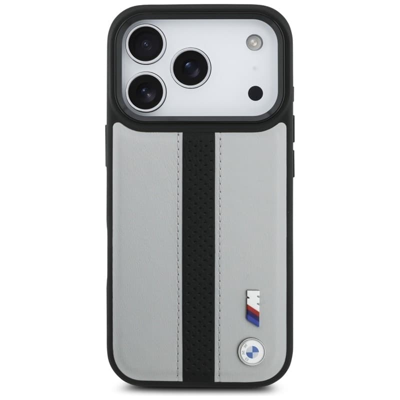 Custodia MagSafe con logo BMW M a strisce perforate per iPhone 17 Pro (grigio) - 3