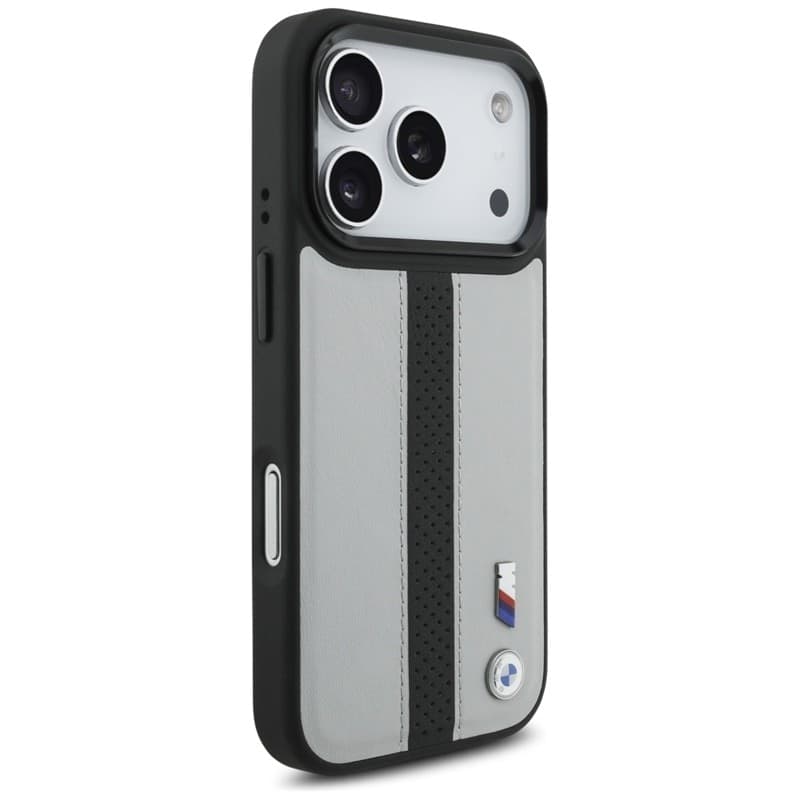 Custodia MagSafe con logo BMW M a strisce perforate per iPhone 17 Pro (grigio) - 4