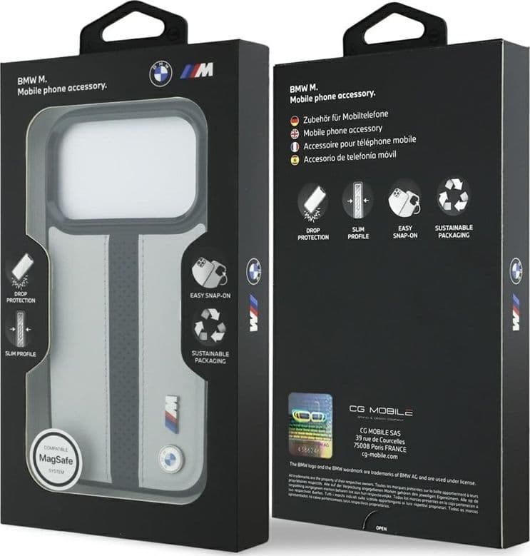 Custodia MagSafe con logo BMW M a strisce perforate per iPhone 17 Pro (grigio) - 8