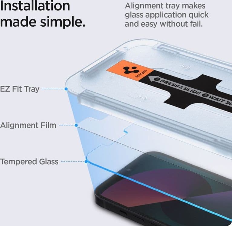 Spigen GLAS.TR EZ FIT 2-Pack - Vetro temperato per iPhone 17e / 16e / 14 / 13 Pro / 13 2 pezzi - 4